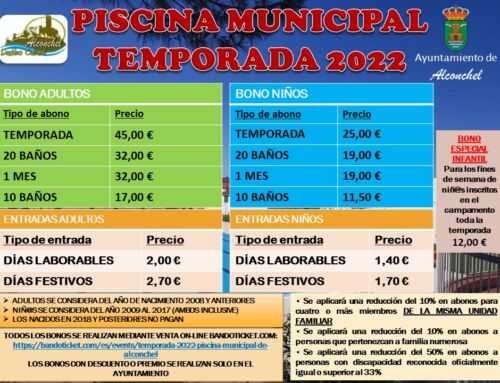APERTURA, BONOS Y ENTRADAS PISCINA MUNICIPAL TEMPORADA BAÑOS 2022