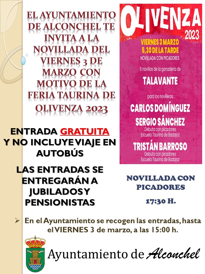EL AYUNTAMIENTO TE INVITA A LOS TOROS DE OLIVENZA 2023