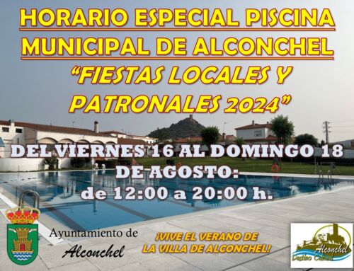 HORARIO ESPECIAL PISCINA MUNICIPAL DE ALCONCHEL “FIESTAS LOCALES Y PATRONALES 2024”