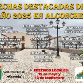 FECHAS DESTACADAS DEL AÑO 2025 EN ALCONCHEL