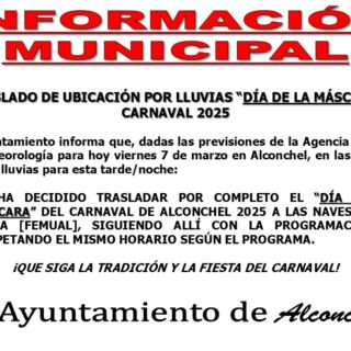 TRASLADO DE UBICACIÓN POR LLUVIAS “DÍA DE LA MÁSCARA” CARNAVAL 2025